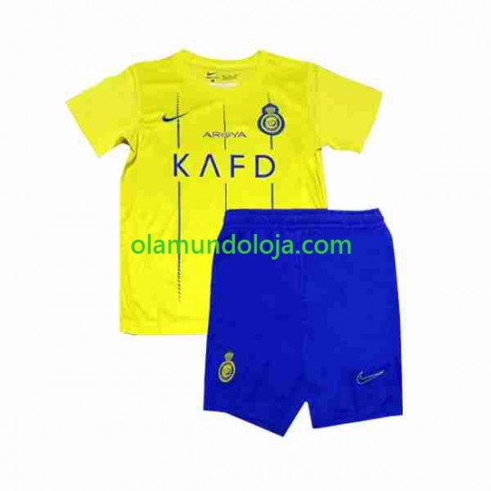 Camisola Al-Nassr Ronaldo 7 Criança Equipamento Primeiro 2023-2024 Manga Curta